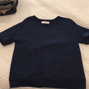 Everlane navy short sleeved fleece sweatshirt